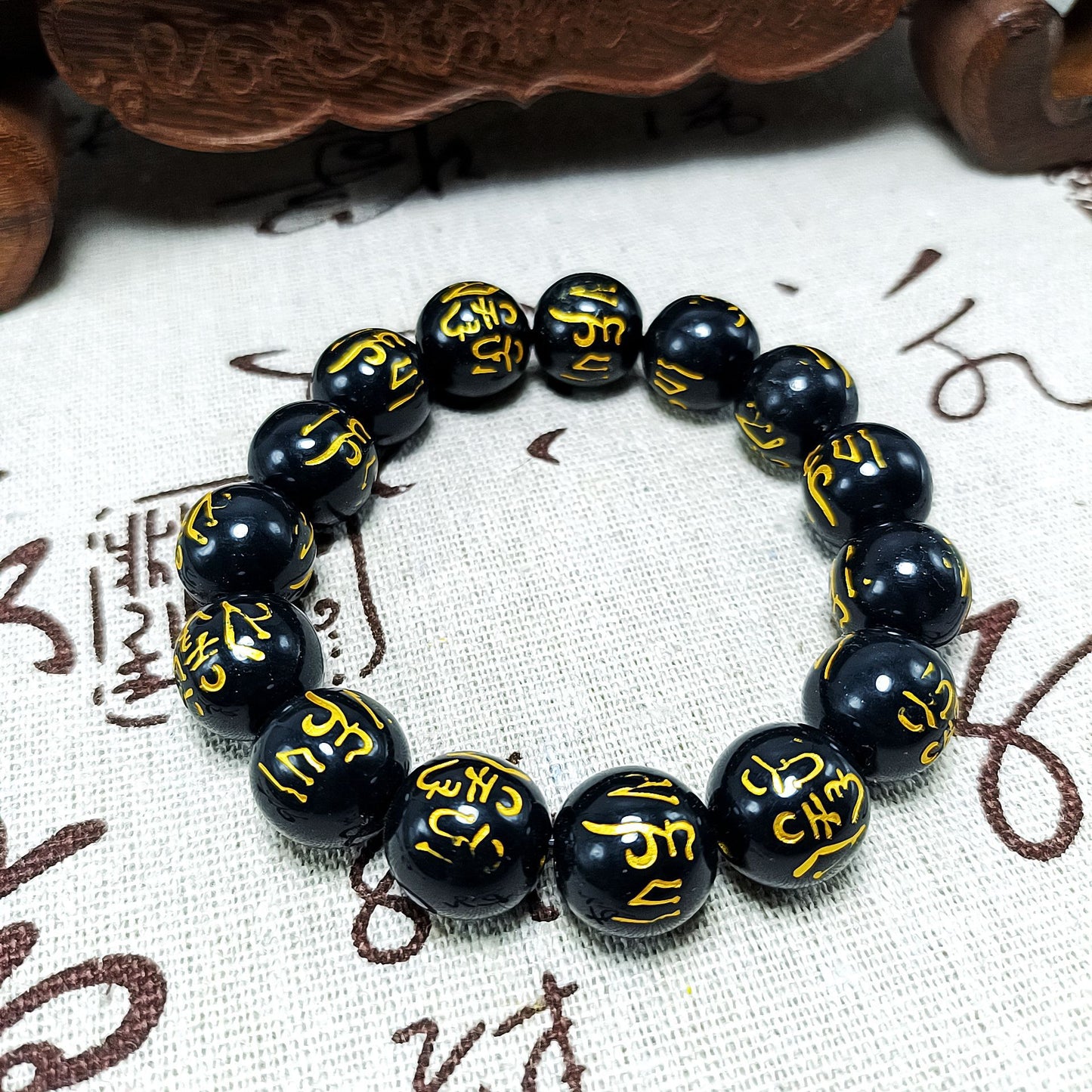 Alluvial Gold Mantra Electroplated Motto Buddha Bracelet