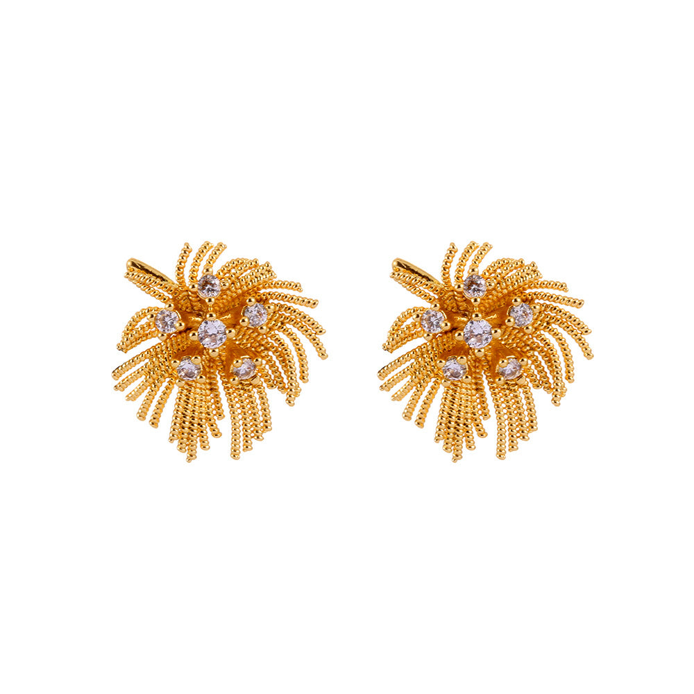 Simple Light Luxury High-grade Micro Inlaid Zircon Fireworks Ear Elegant Earrings