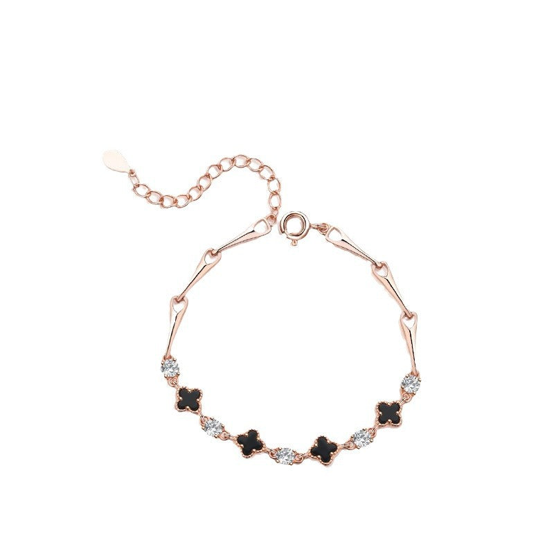 Black Diamond Clover Female Graceful Chain Bracelets