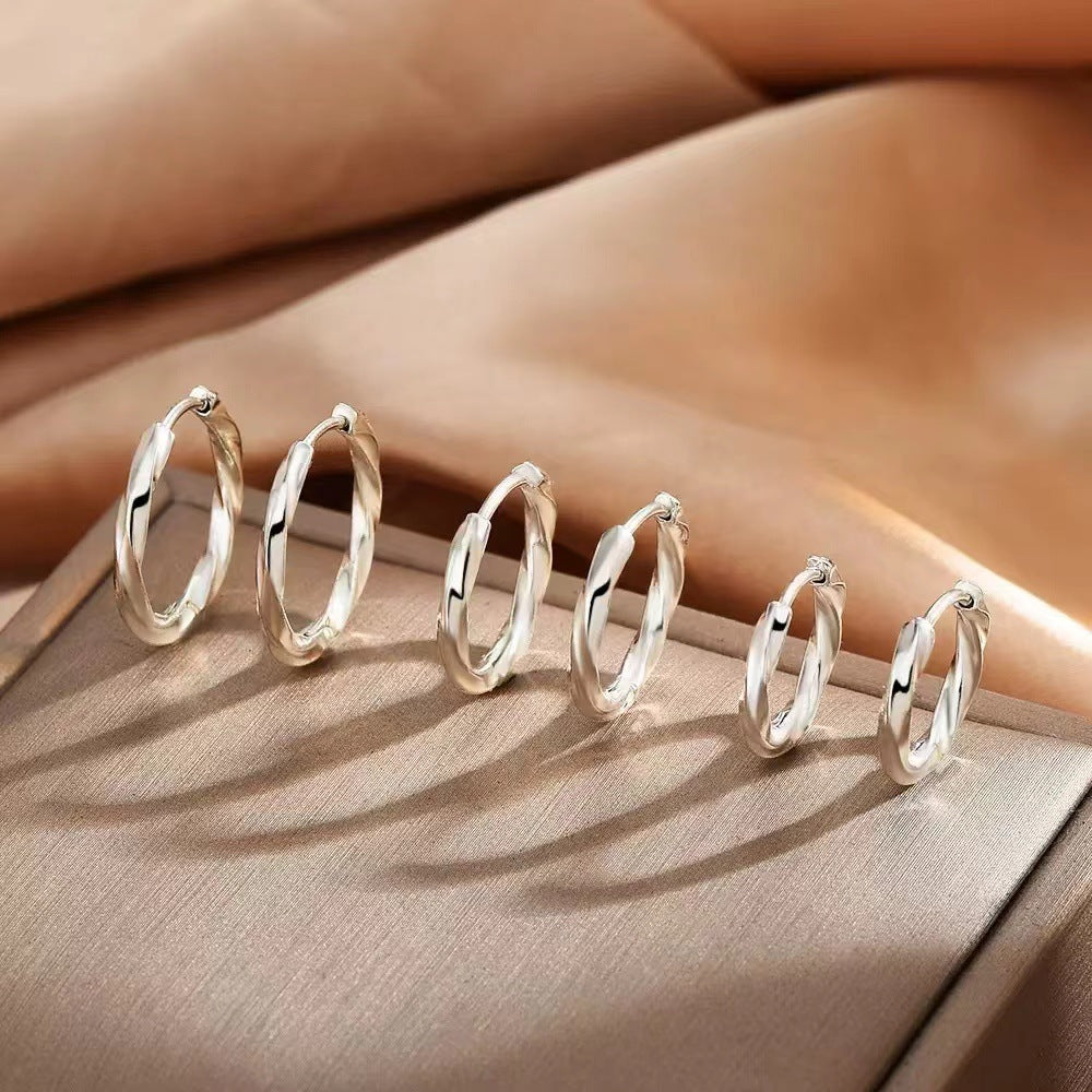 Titanium Steel Mobius Strip Twisted Clip High-grade Minimalist Square Thread Ear Buckle