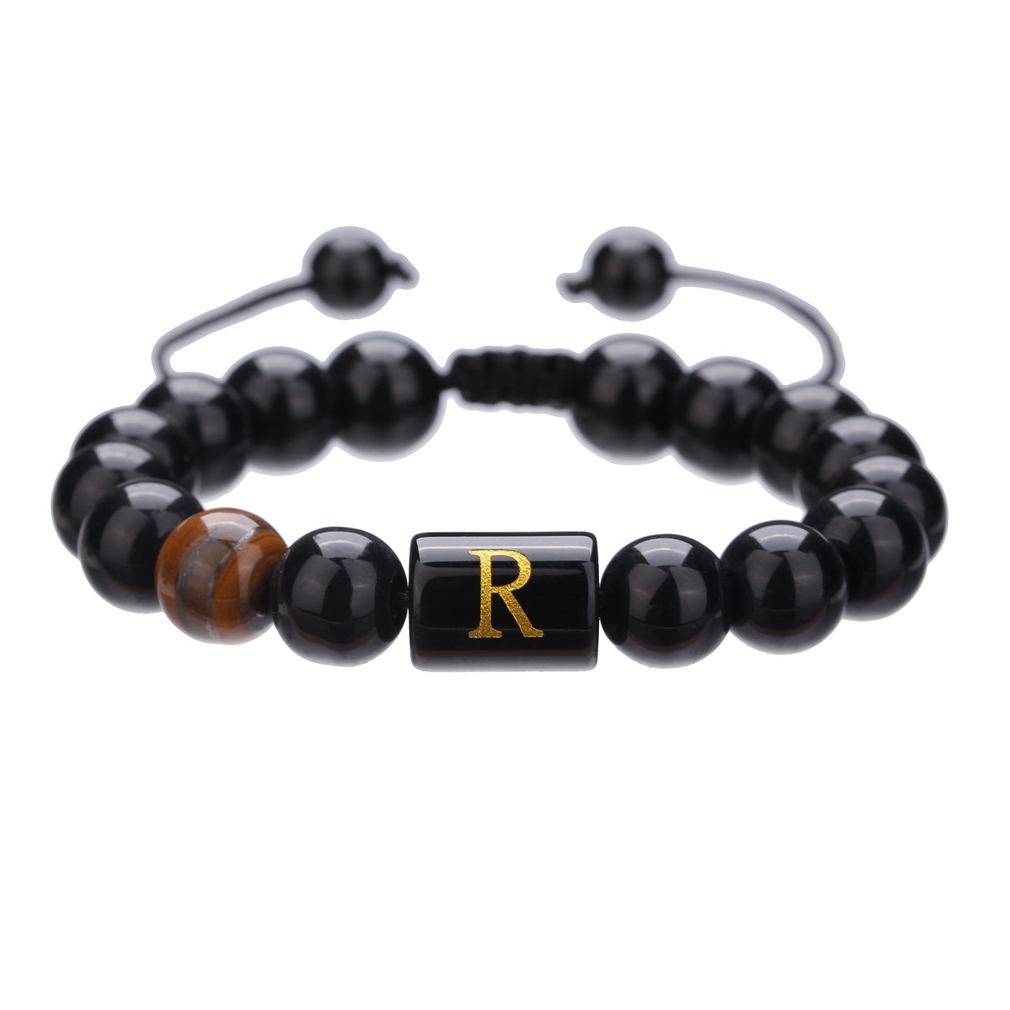 Live Streaming Black Agate Beads Male Letter Bracelets