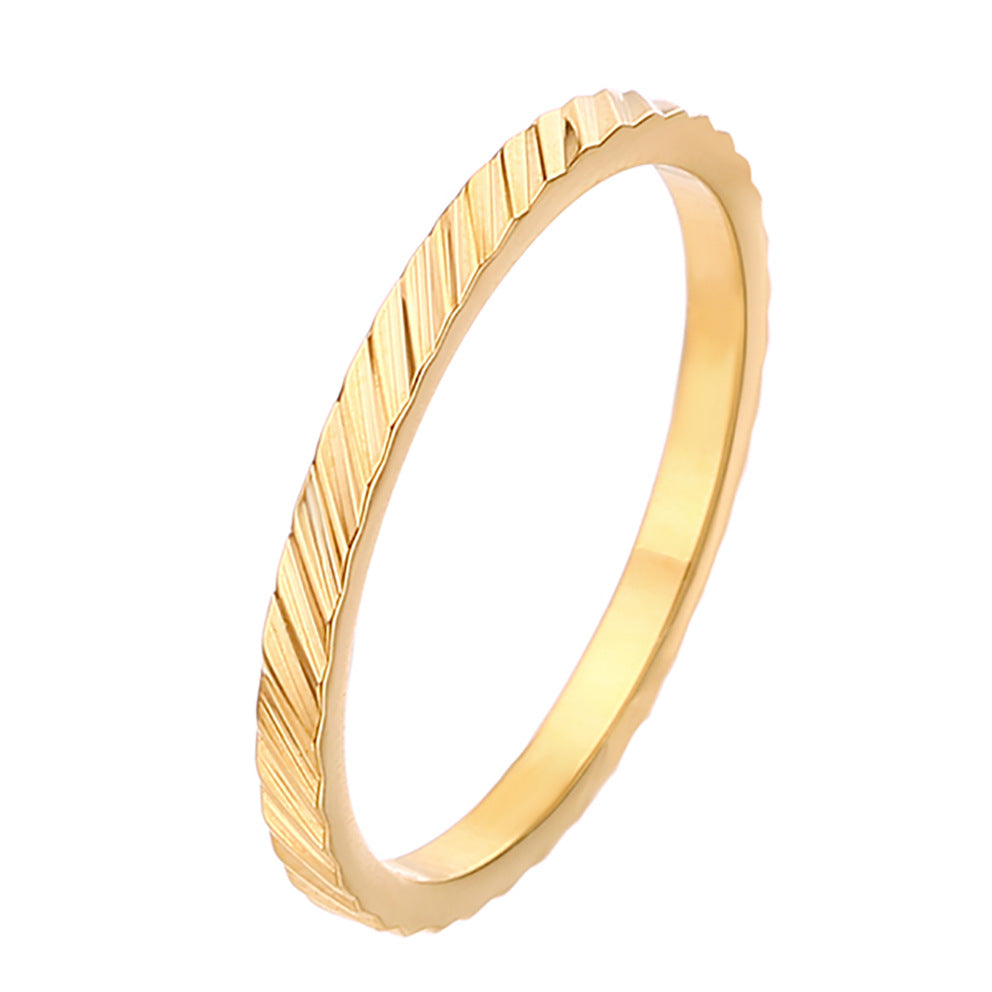 Design Sense Minority Simple Stainless Steel Wheat Rhombus Batch Flower Rings
