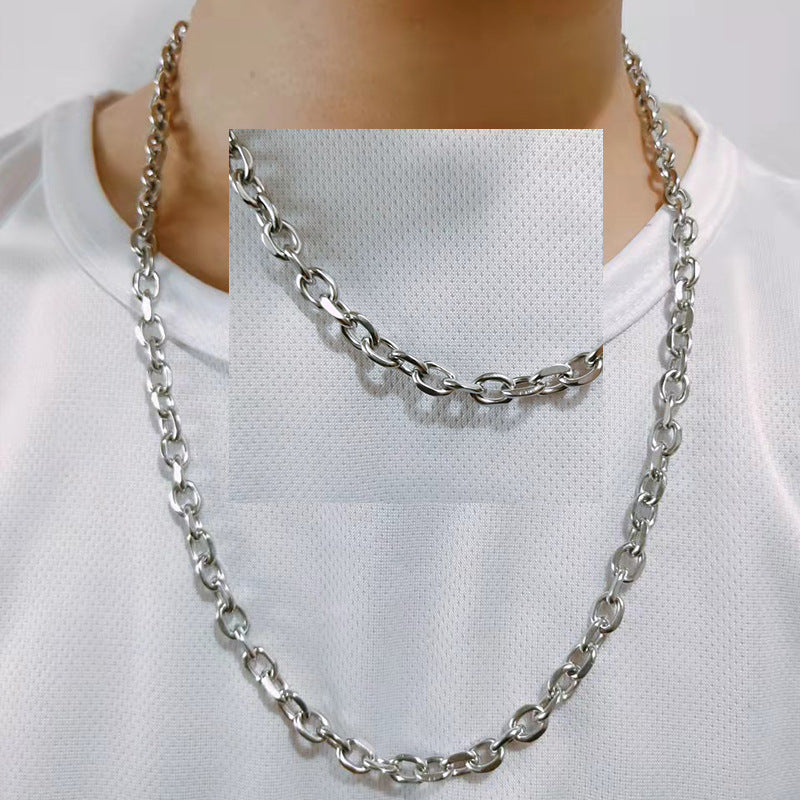 Women's & Men's Steel Cuba Hip Hop Punk Trendy Thick Straps Sweater Necklaces