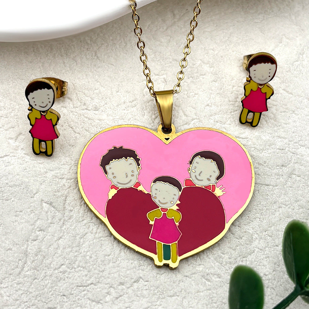 Clear Stock Rainbow Color Small Cartoon Female Oil Pendants