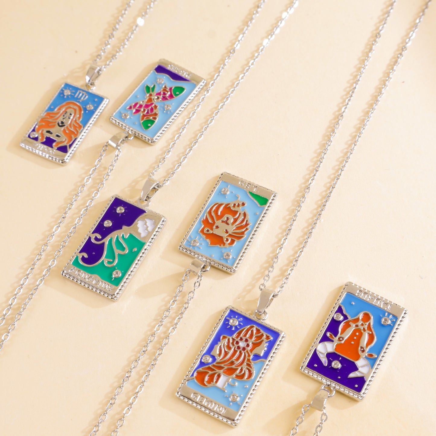 Drop Oil Relief Square Plate Female Minority Necklaces