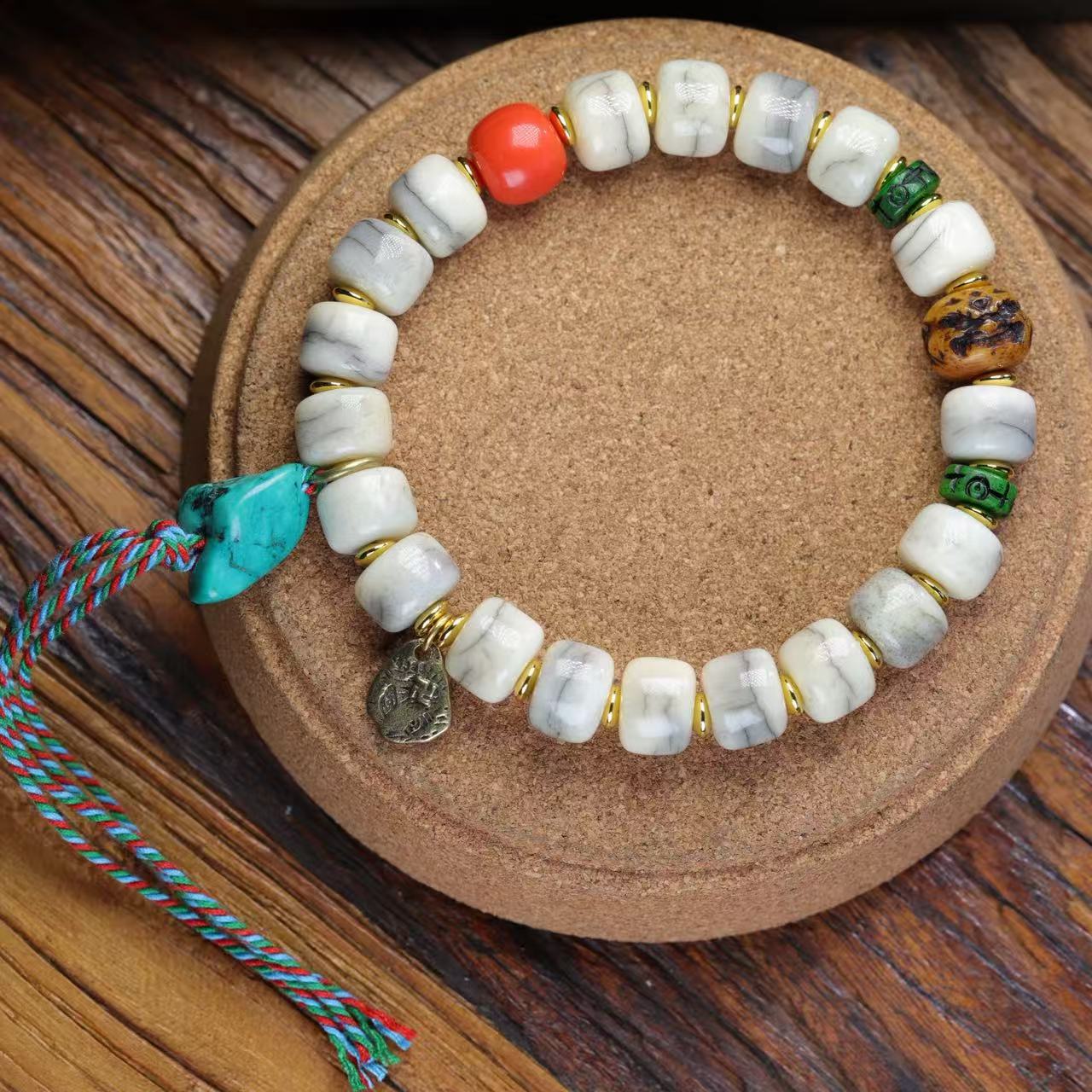 Women's & Men's Tibet Yak Bone Ethnic Style Turquoise Bracelet