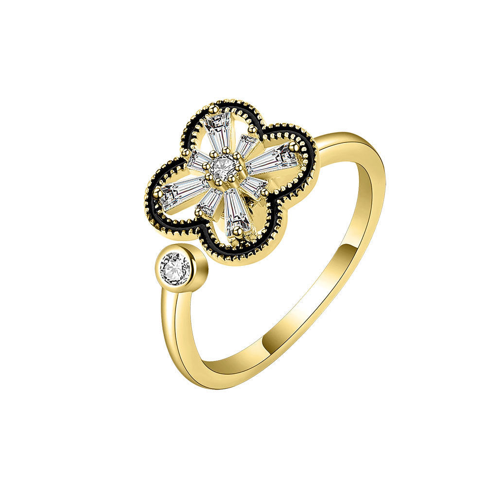 Valentine's Day Gift Flower Zircon Rotatable Ring