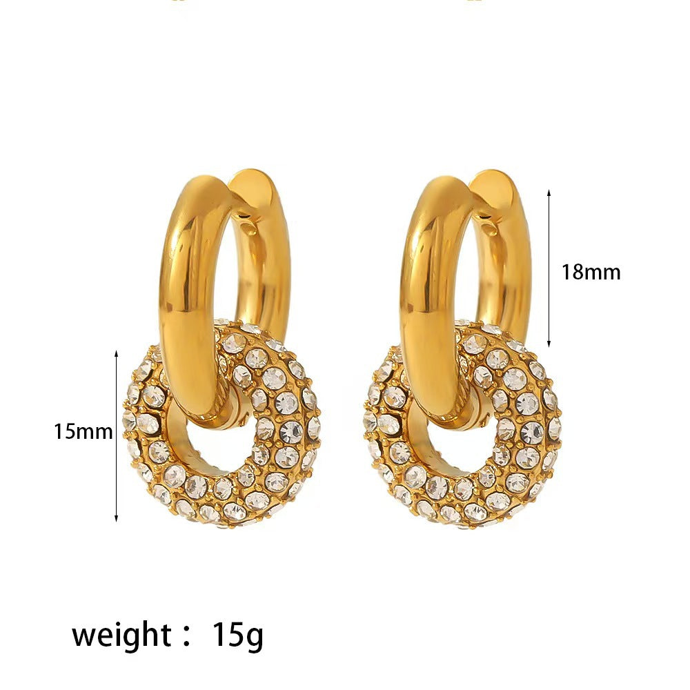 Women's French Retro Simple Gold Stainless Steel Full Earrings