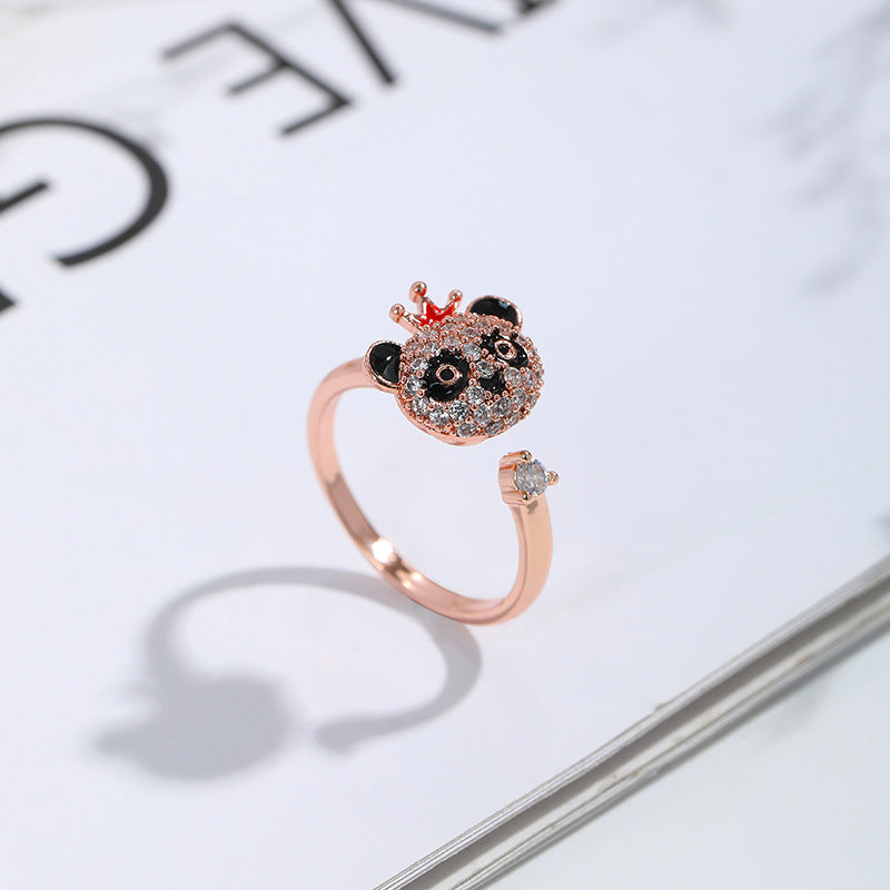 Panda Spinning Creative Opening Adjustable Index Finger Ring