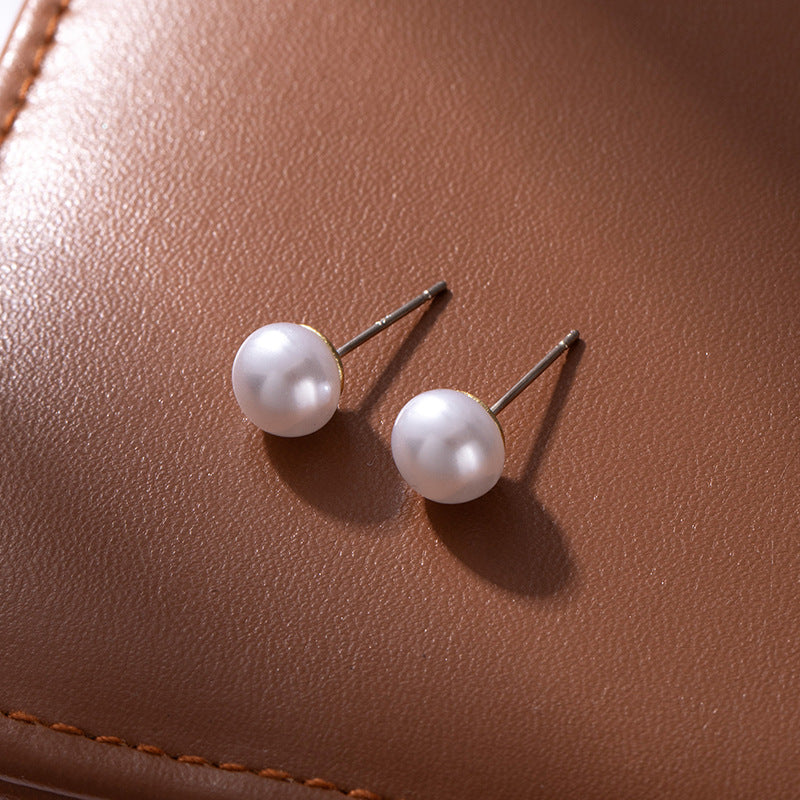 Bread Pearl Female Sier Needle High-grade Light Luxury Shell Pearls Stud Earrings