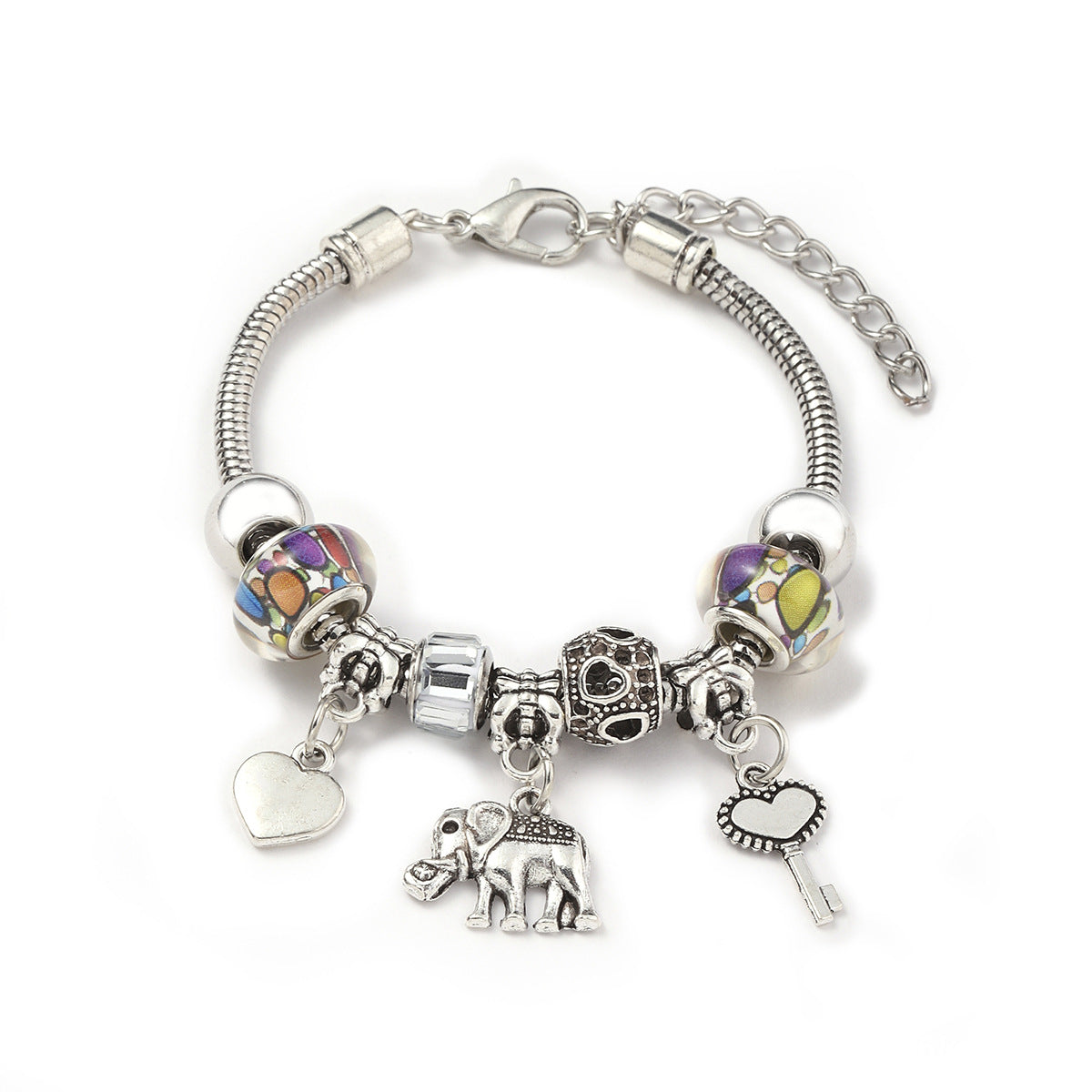 Glass Bead Small Elephant Lucky Tree Retro Transparent Bracelet