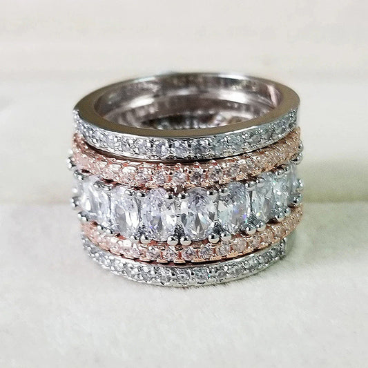 Micro Setting Niche Style Geometric Oval Rings
