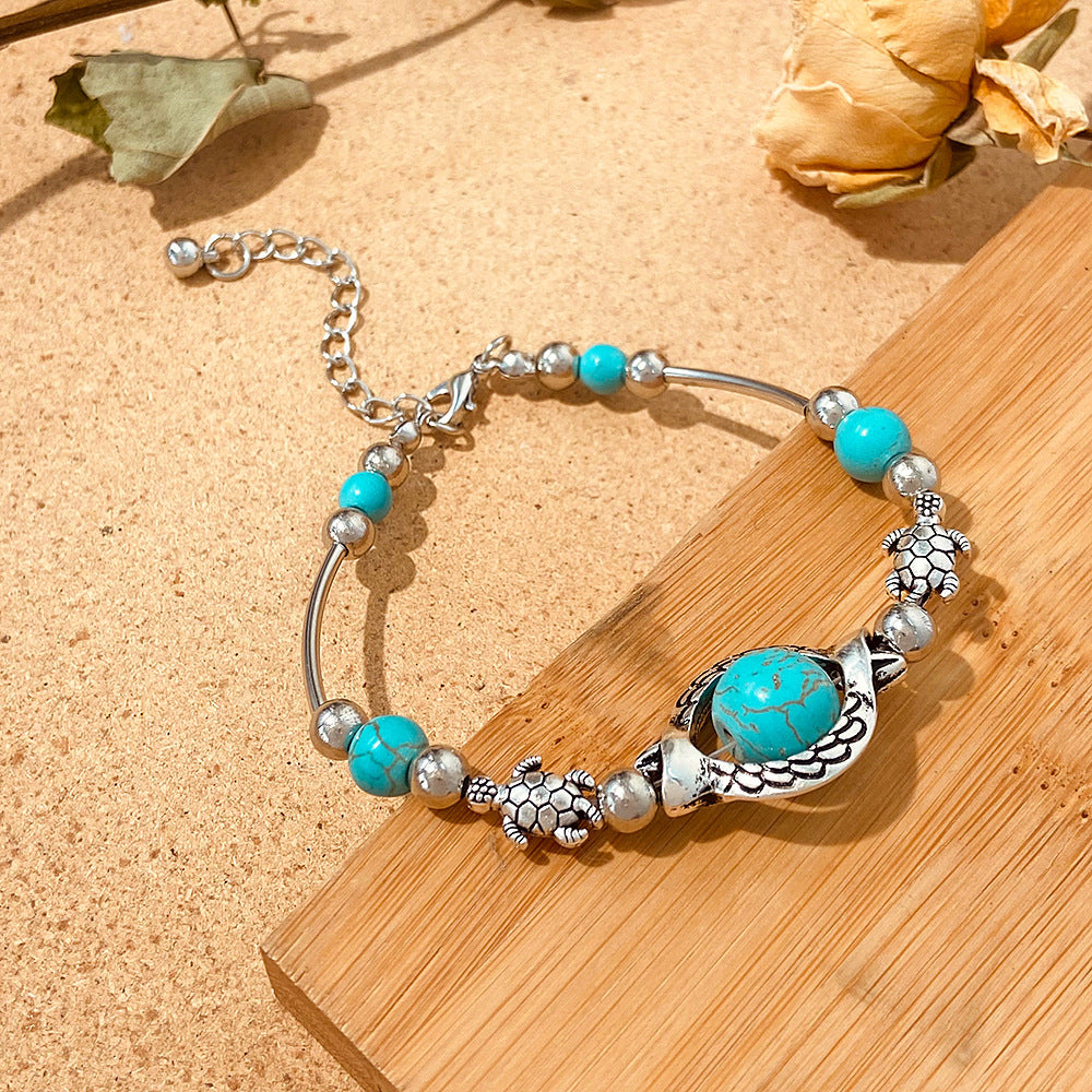 Retro Artistic Turquoise Handmade Ethnic Butterfly Turtle Bracelets