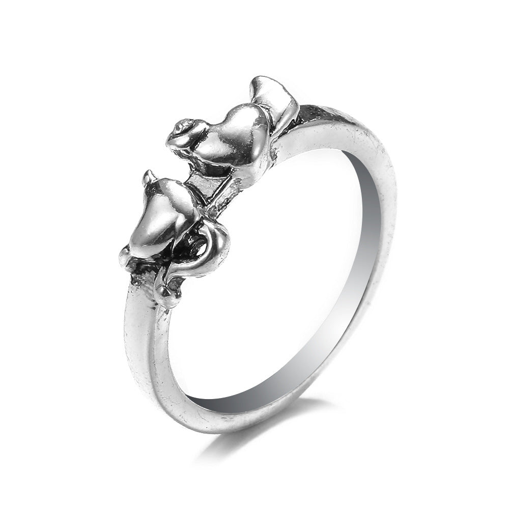 Knuckle Female Personality Rose Skull Spider Rings