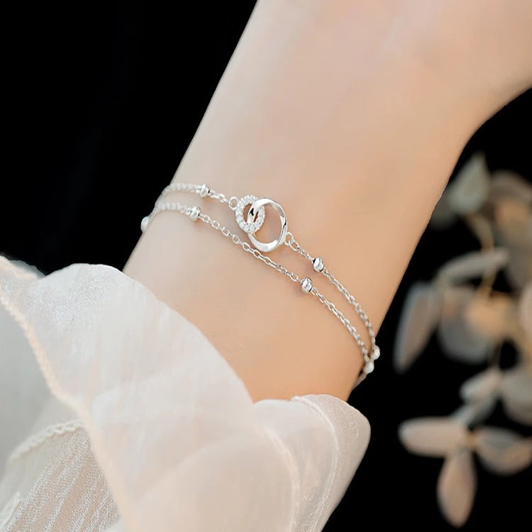 Strip Double Layer Ball Female Buckle Light Luxury Minority Exquisite Bracelet
