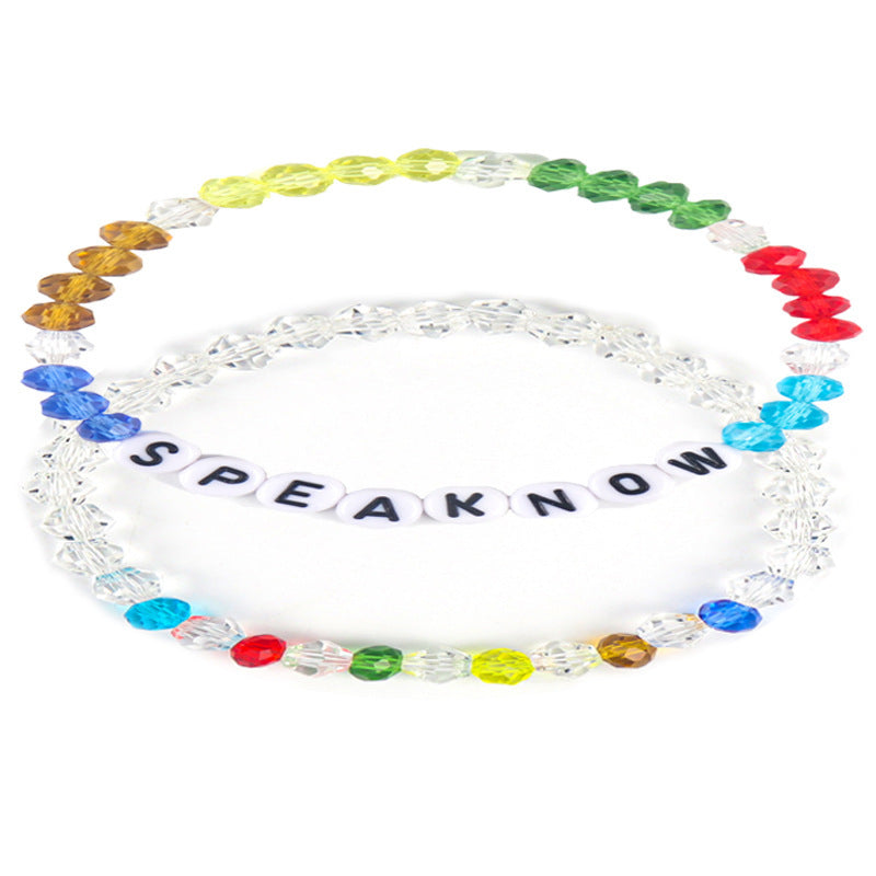 English Name Colorful Beads Rhombus Cut Bracelets