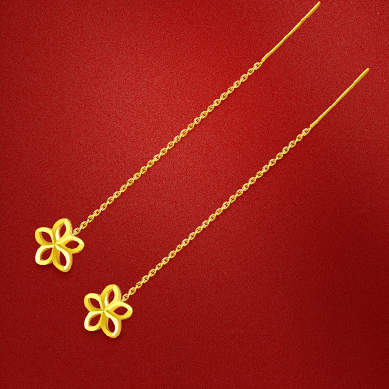 Women's Flowers Vietnam Placer Gold Simple Long Little Flower Fashion Ear Line