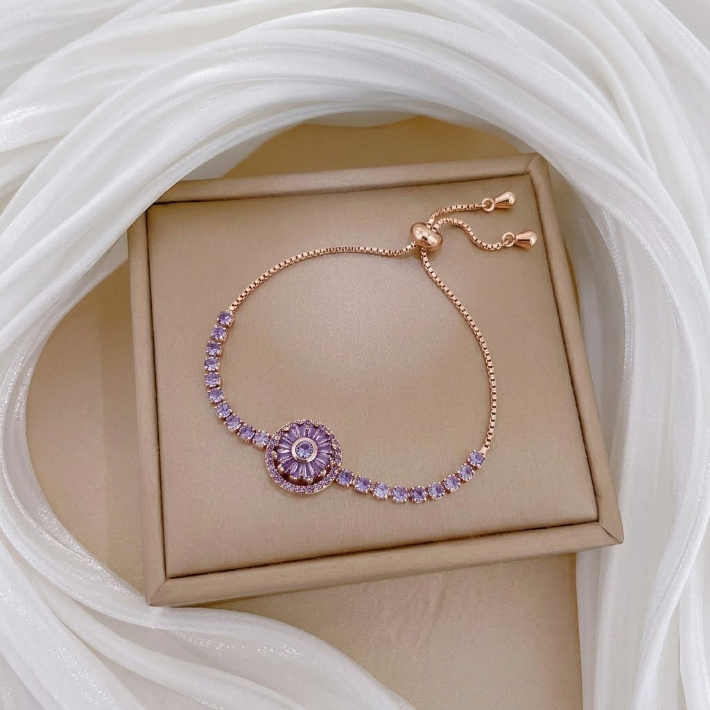 Design Rotating Bauhinia Zircon Flower Gas Clavicle Chain Necklace