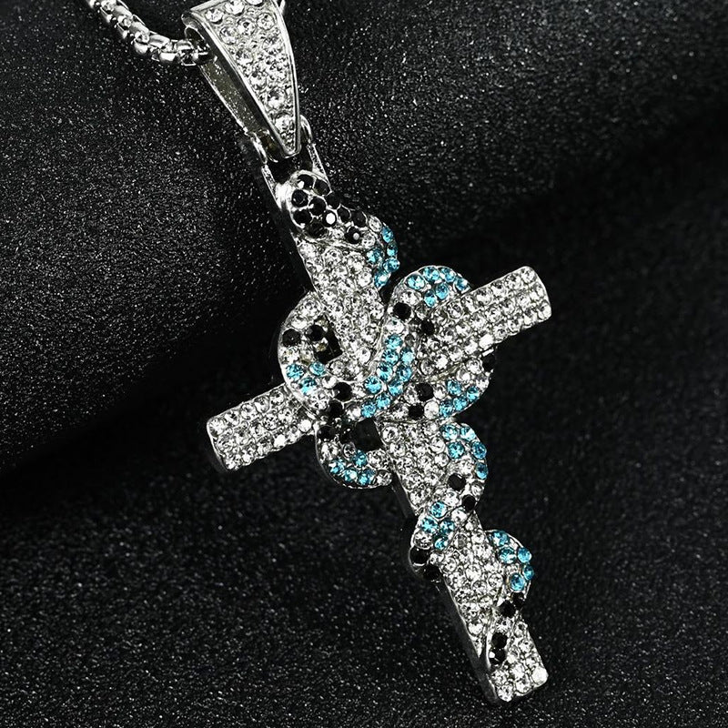 Men's Snake Cross Titanium Steel Couple Retro Personalized Hip Hop Necklace
