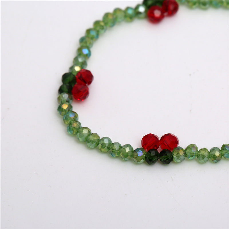 Crystal Cherry Female Korean Style Hand-woven Bracelet