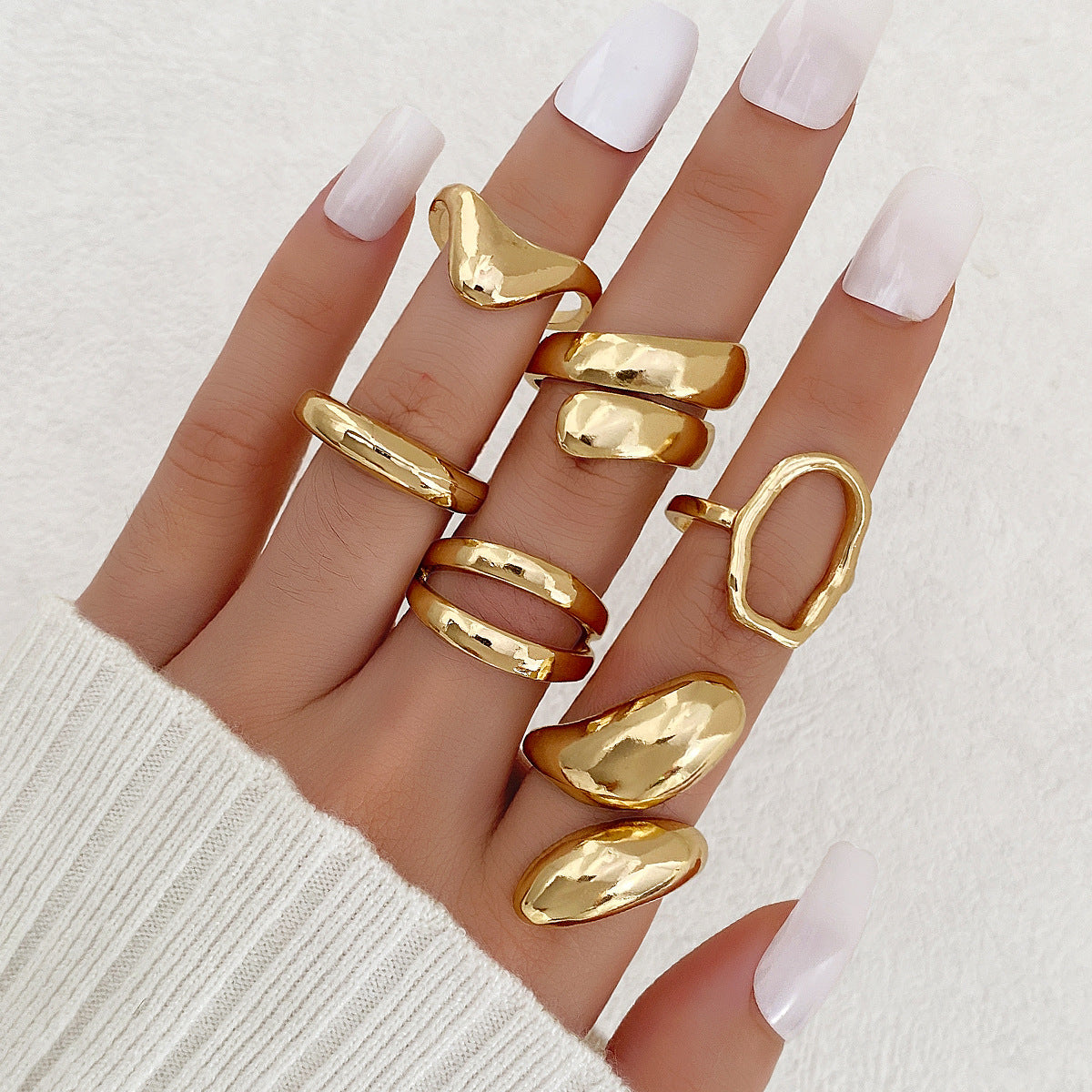 Women's Exaggerated Personalized Gold Irregular Oval Heart-shaped Open Rings
