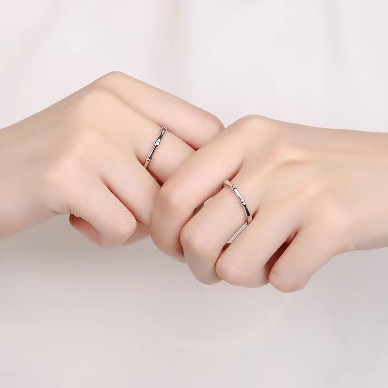 Women's & Men's Bamboo Simple Niche Commemorative Couple One Pair Ring
