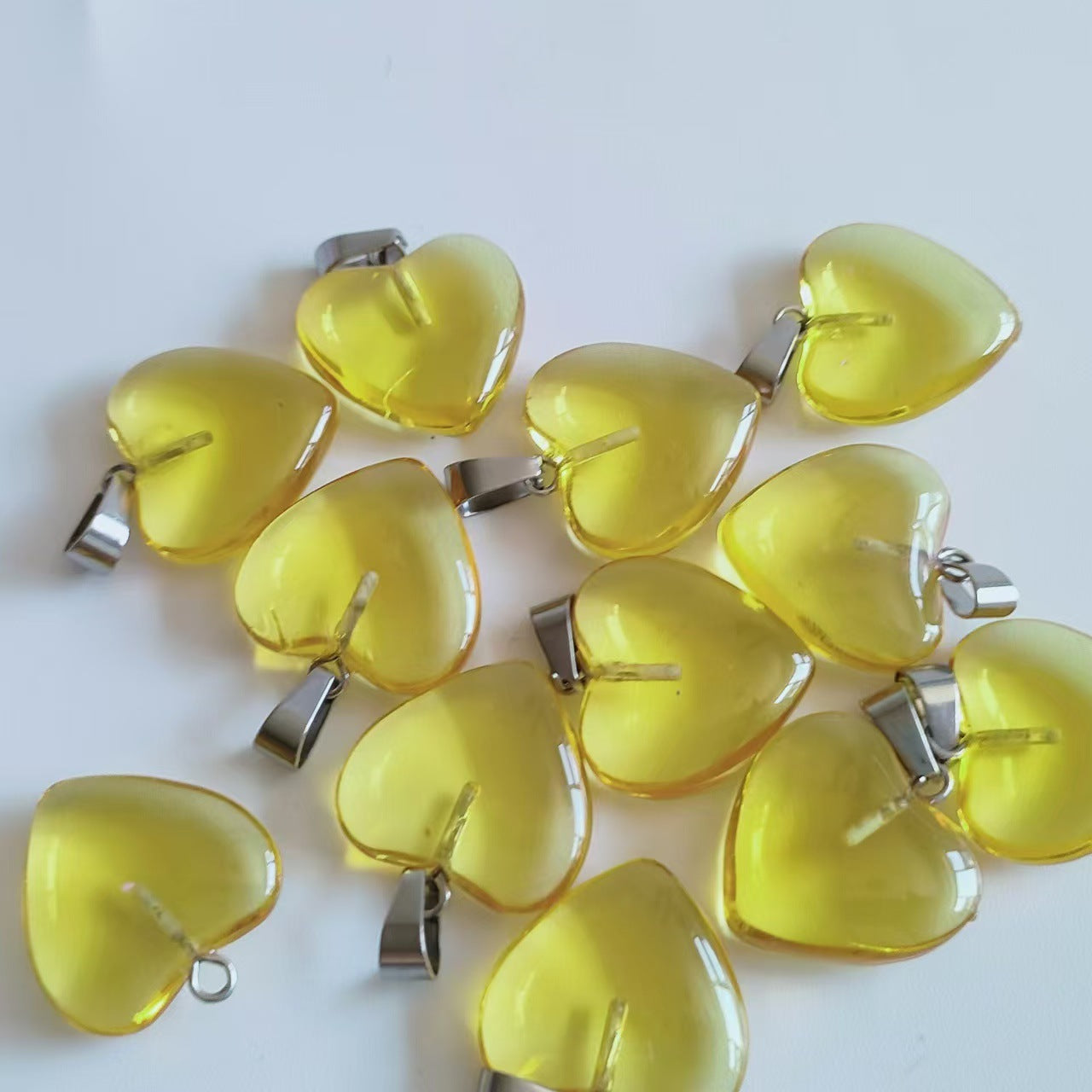 Stone Love Crystal Agate Heart Peach Pendants