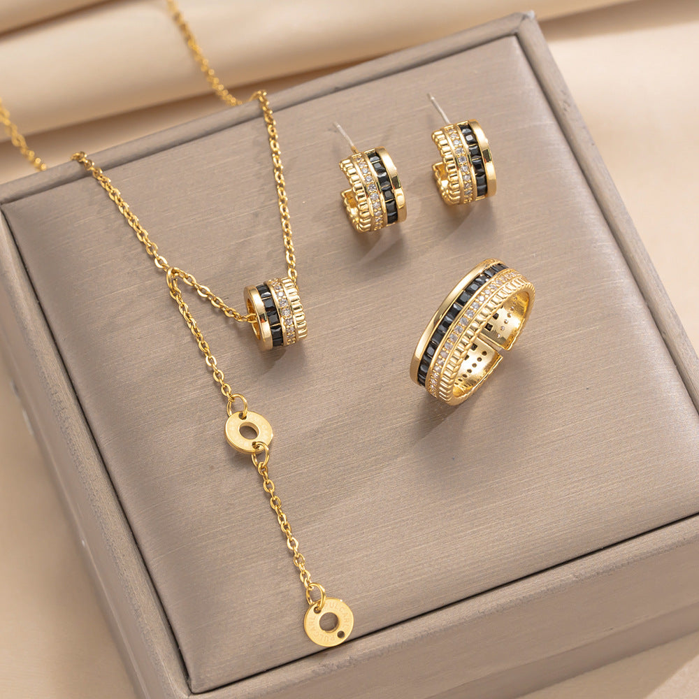 Women's Small Waist Right Rain Titanium Steel Inlaid Affordable Luxury Style Necklace