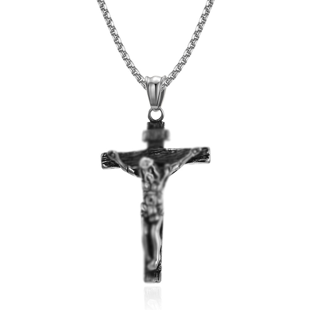 Women's & Men's Steel Cross Shelf Hipster Literary Hip Hop Rap Necklaces