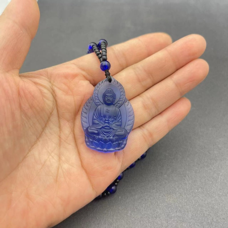 Women's & Men's Glaze Amitabha Han Pharmacist Buddha Blue Pendants