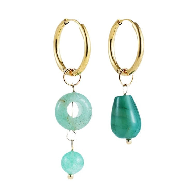 Stainless Steel Blue Natural Stone Pink Green About Turquoise Earrings