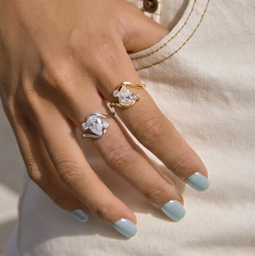 Zircon Niche High Sense Titanium Steel No Fading Female Light Rings
