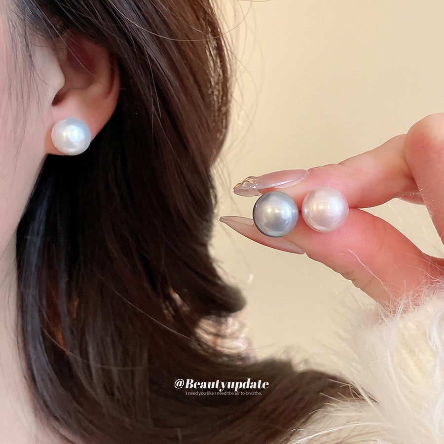 Sier Needle Round Square Earings French Retro Fashion Stud Earrings