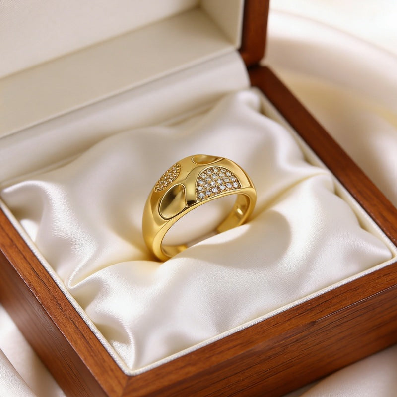 Luxury Geometric Inlaid Zircon Open Niche Trendy Ring