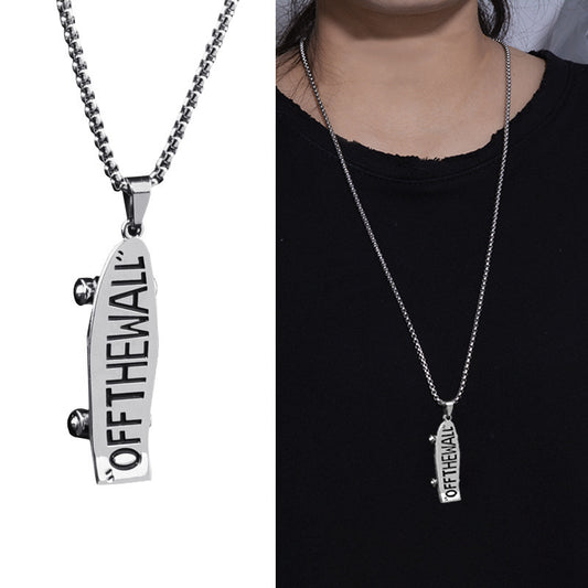 Women's Titanium Steel Sweater Chain Letter Scooter Pendants