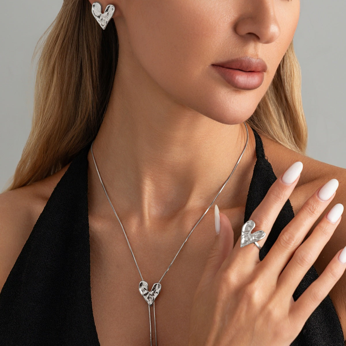 Metal Pleated Lava Love Simple French Snake Chain Adjustable Necklace