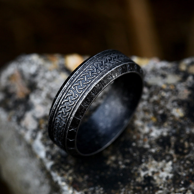 Simple Fashion Stainless Steel Nordic Retro Viking Letter Rings
