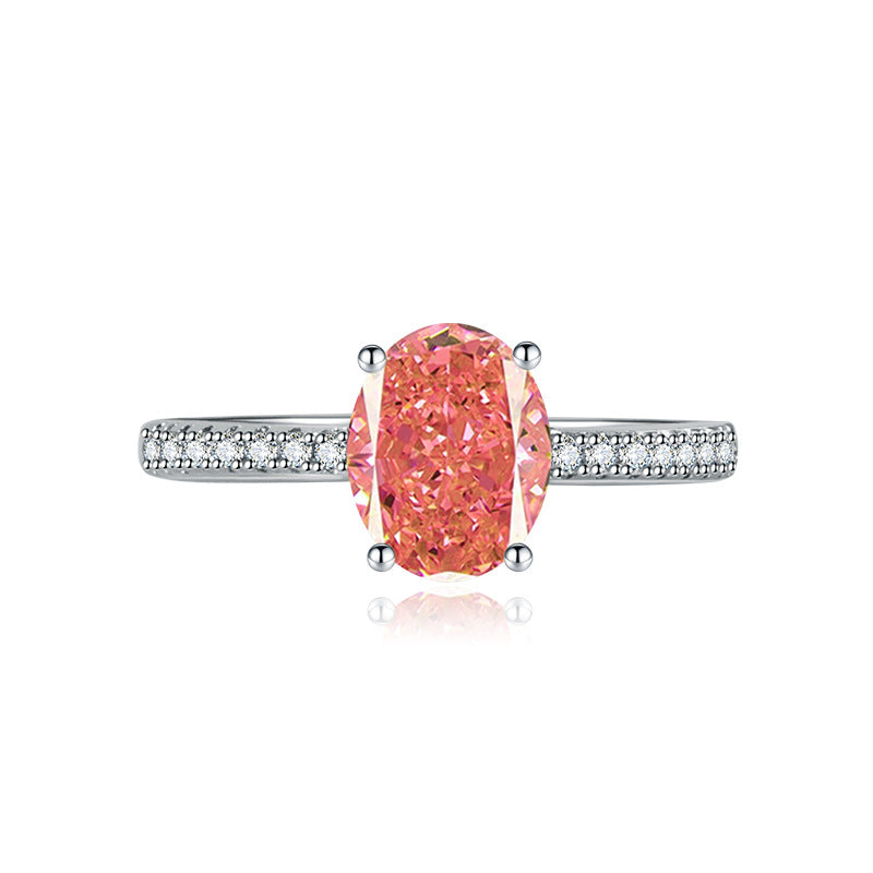 Oval Female High Carbon Diamond Ice Flower Cut Zircon Advanced Ring