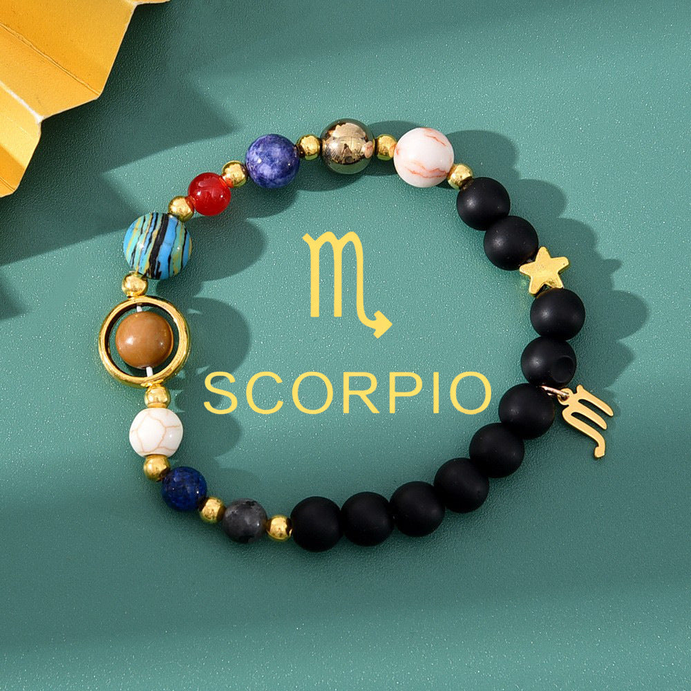 Planets Twee Constellations Natural Stone Blue Black Bracelet