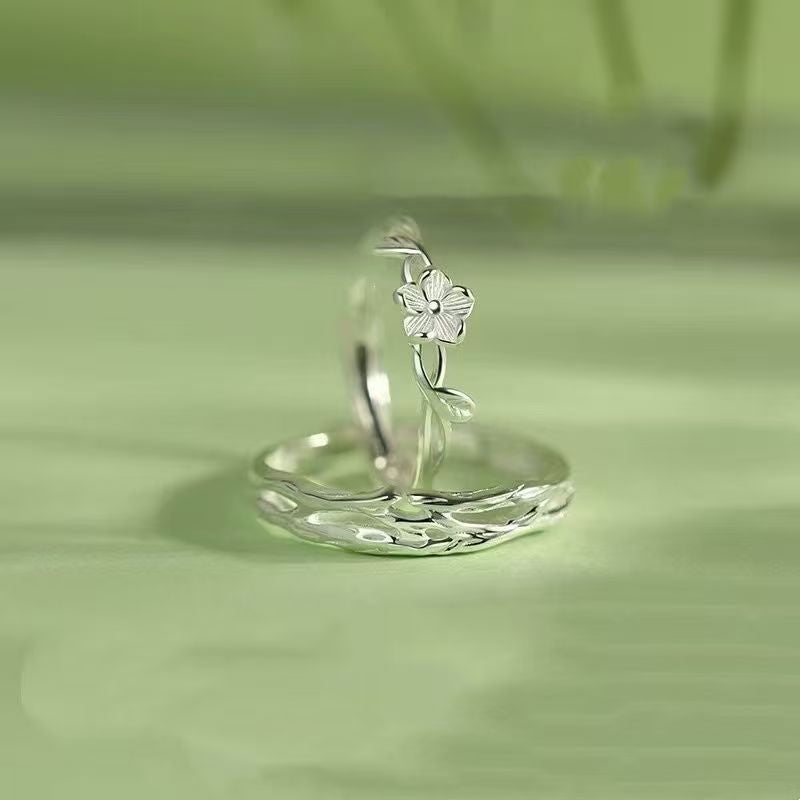 Couple Jasmine Flower Niche Simple Open Gift For Boyfriend Or Rings