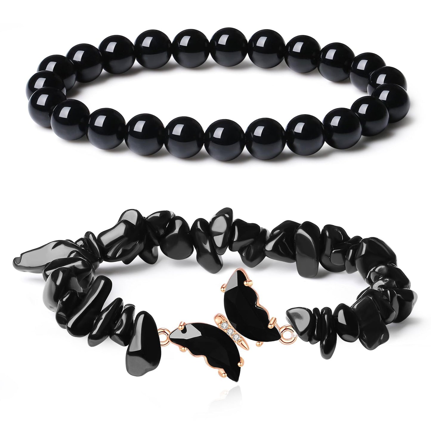 Simple Butterfly Natural Stone Crystal String Beads Bracelets