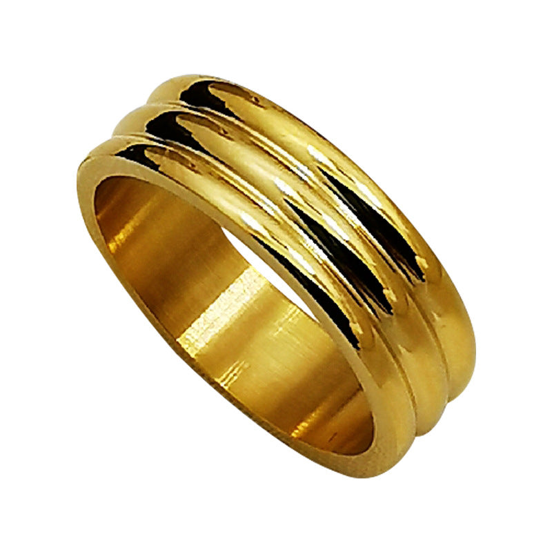 Women's & Men's Titanium Steel Gold Plated Fashion Personality Rings