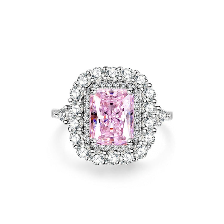 Ice Flower Cut Female Pink Diamond Rings