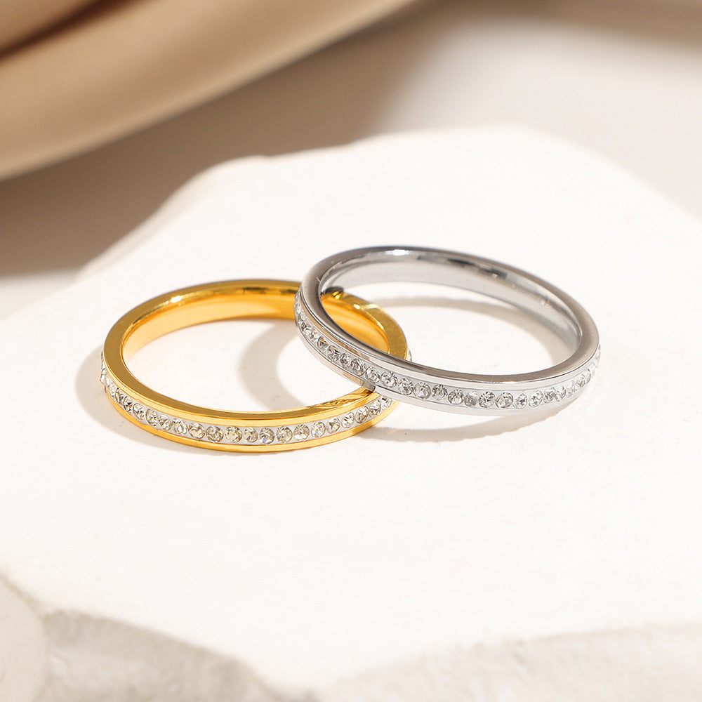 The Debris Fine Light Luxury White High-grade Single Row Index Rings