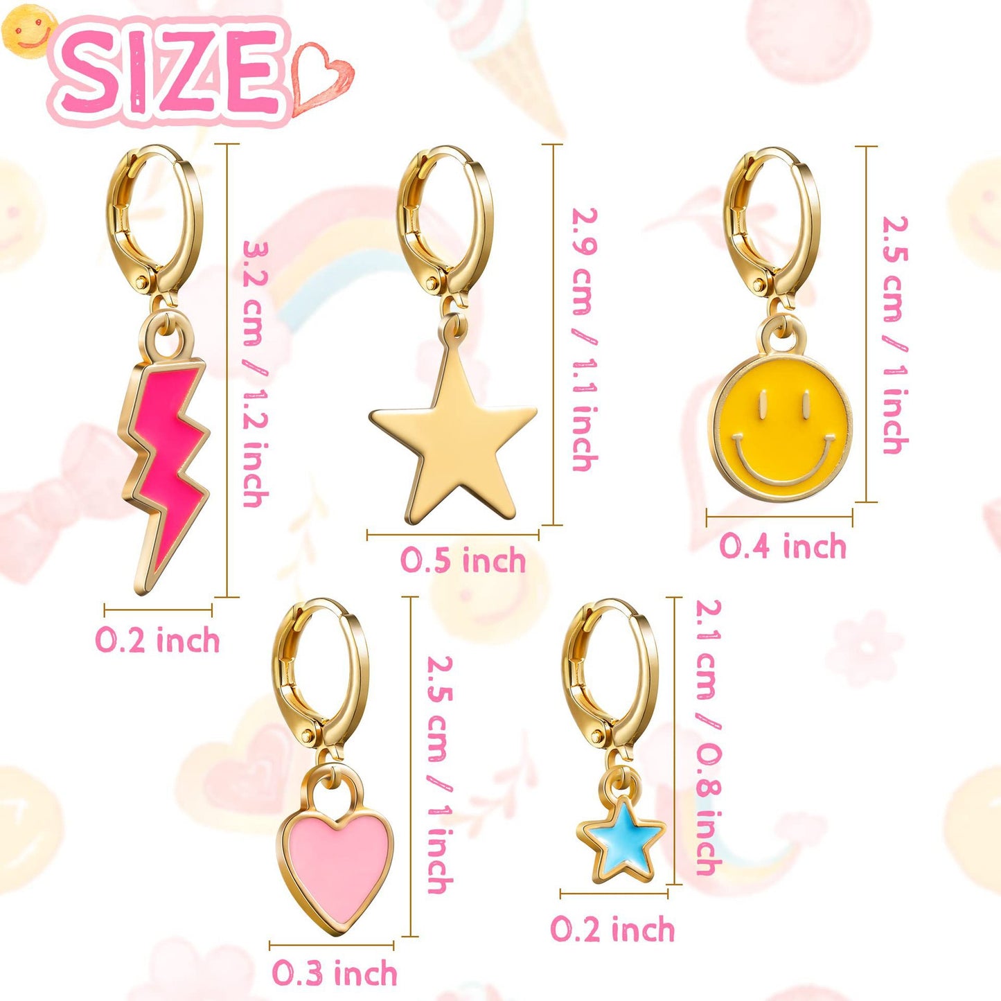 Cartoon Smiley Oil Dripping Craft Love Star Earrings