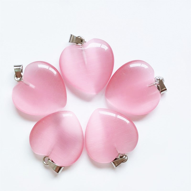 Stone Love Crystal Agate Heart Peach Pendants