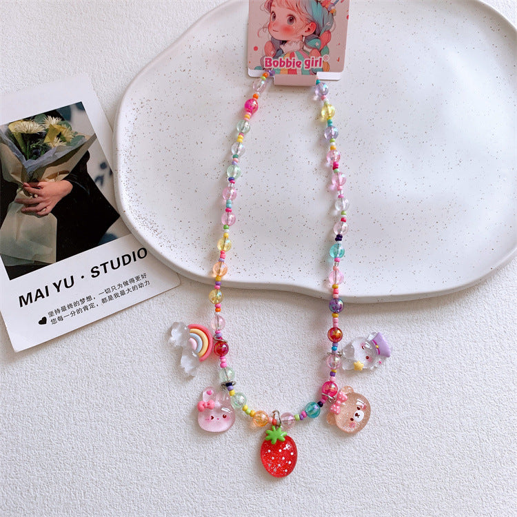 Children's Cartoon Princess Colorful Beaded Short Jewelry Necklaces