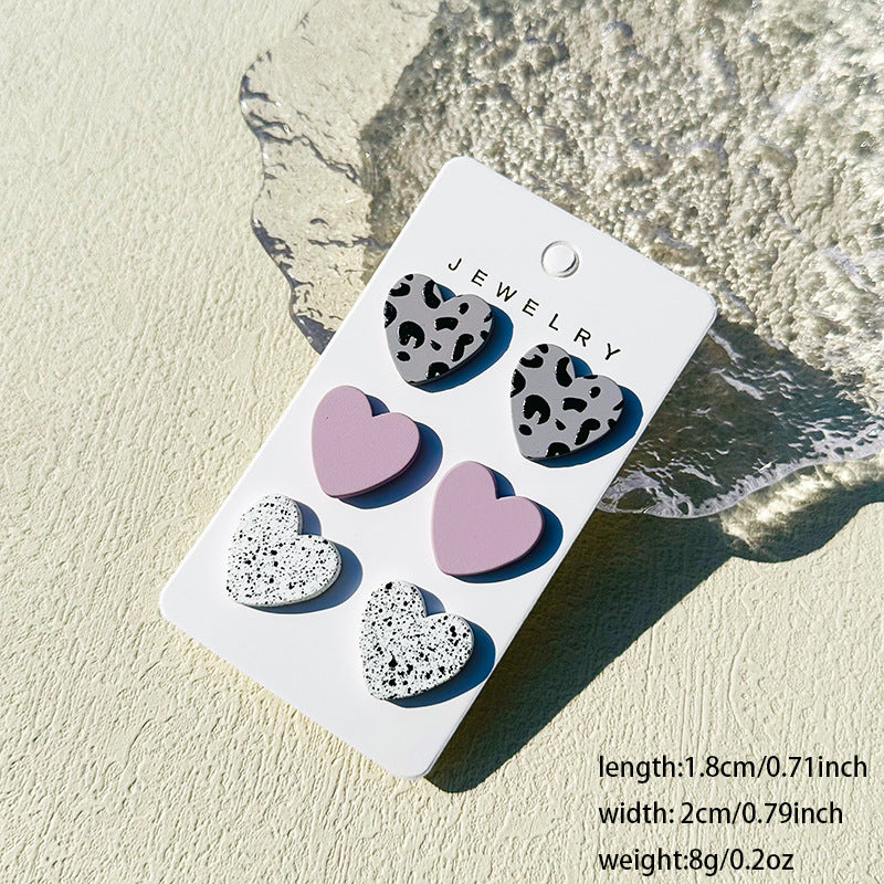Women's Valentine's Day Denim Love Paint Printing Clay Quality Earrings