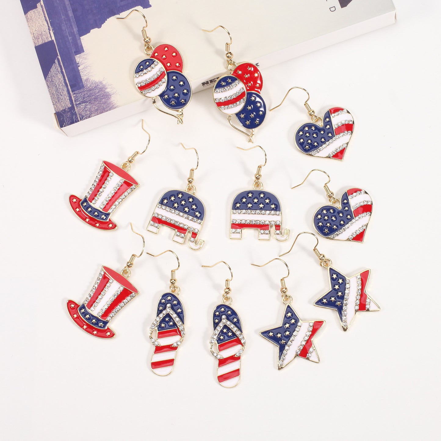 July Flag Independence Day War Veterans Earrings