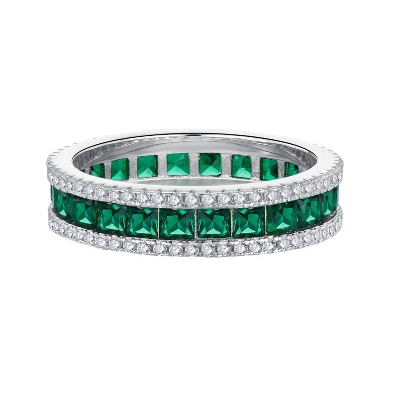 Seamless Inlaid Princess Square Exquisite Full Rings